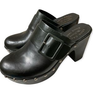 Kork-Ease Black Leather Studded Clogs Size 8